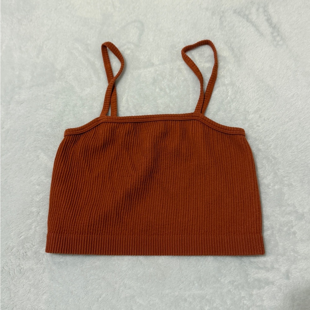 Rust Ribbed Women's Crop Top